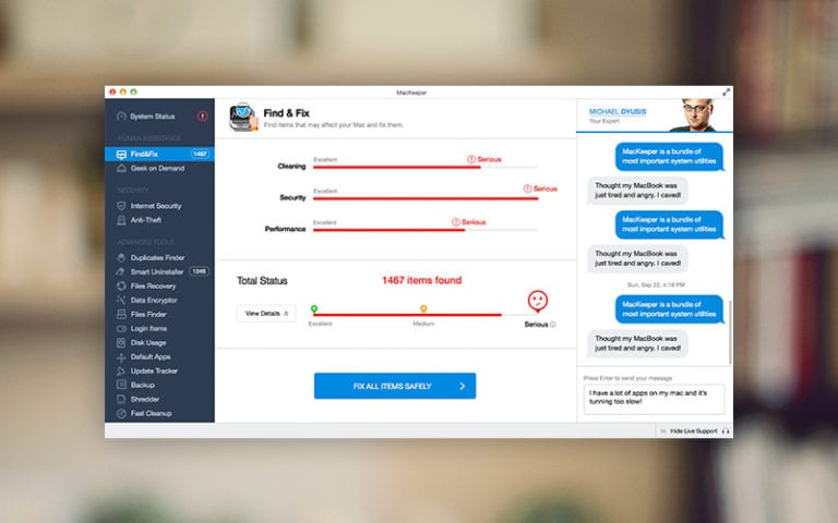 screenshot of MacKeeper in use